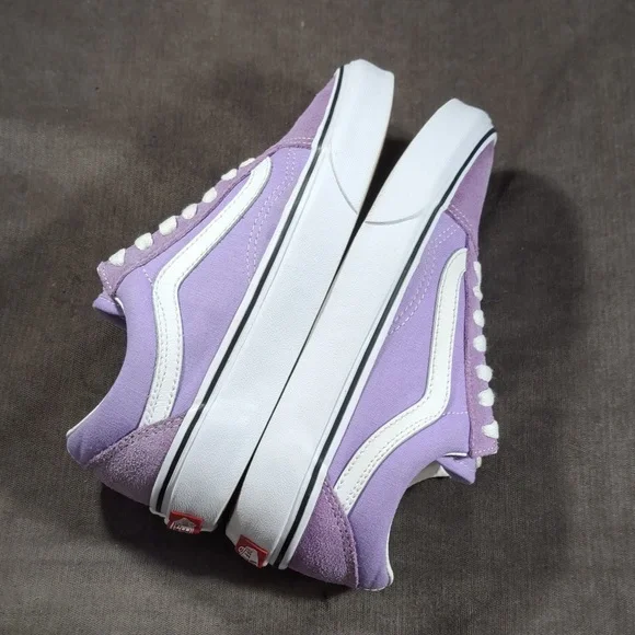 Vans Old Skool Light Purple Suede Canvas White Leather Lace Up Sneakers VG- US 5 - Picture 15 of 16